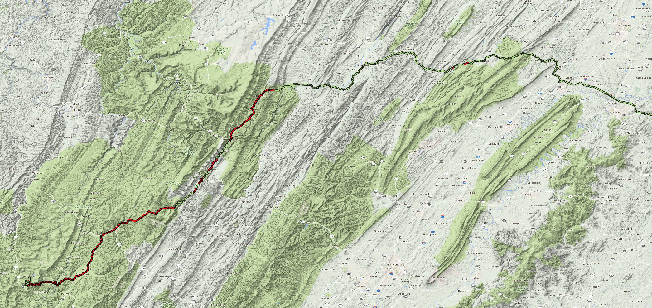 AT&T service with terrain map as a base